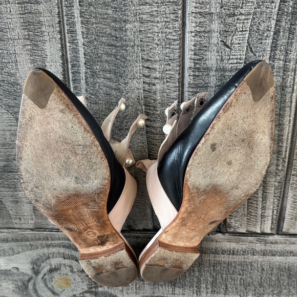 Pertini Spain Mules – Black & Blush with Pearl Accents Size 38 - Picture 9 of 9